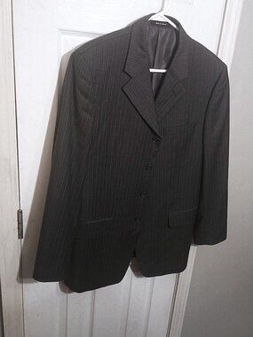 Martina Franca Elements Men Gray with Blue Pinstripe Blazer  40R